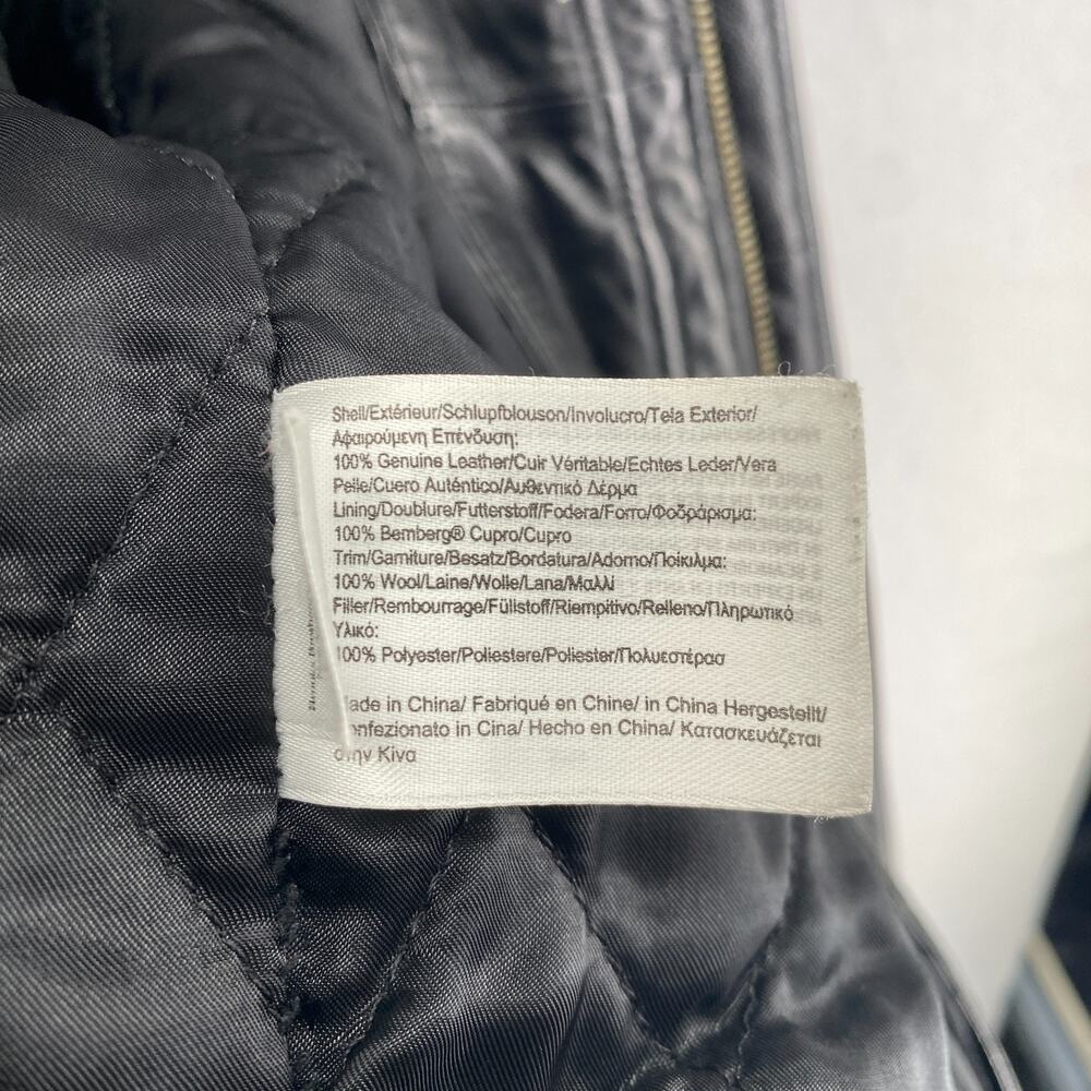 BROOKS BROTHERS Jacket Men XL Leather Motorcycle Bomber Quilted Super Soft Black - Picture 10 of 14